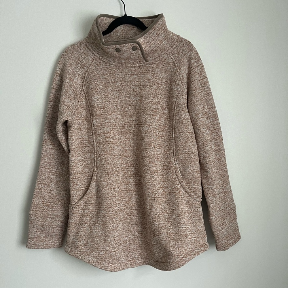 Prana Sweater Womens Extra Large Brown/Cream Tri Thermal Threads Tunic Pullover